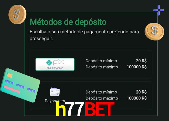 O cassino h77bet oferece uma grande variedade de métodos de pagamento